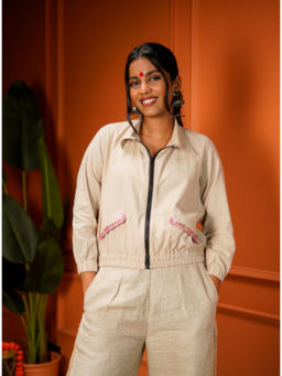 PRATHAA - Beige Jacket with Embroidery