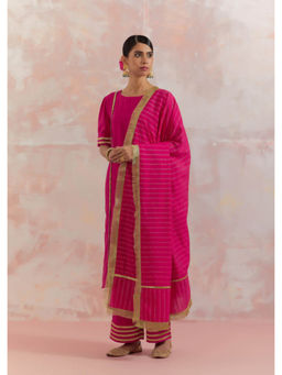 The Indian Cause - Pink Chanderi Stripe Dupatta