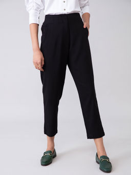 Twenty Dresses by Nykaa Fashion - Work Black Solid Cropped Pants