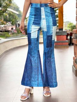 Tandul - Women Regular Fit Light Blue Lycra Blend Trouser