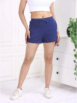MLADA - Navy Blue Relaxed Fit Cotton Casual Drawstring Shorts