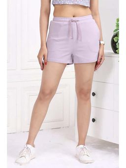 MLADA - Lavender Relaxed Fit Cotton Casual Drawstring Shorts