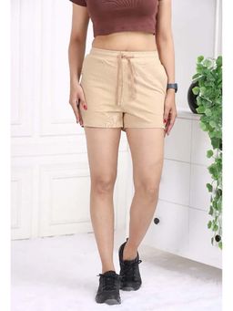 MLADA - Beige Relaxed Fit Cotton Casual Drawstring Shorts