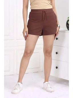 MLADA - Brown Relaxed Fit Cotton Casual Drawstring Shorts