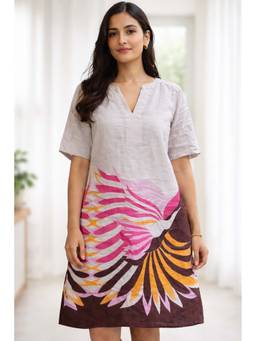 NOBARR - Women's Grey Printed Cotton Dress