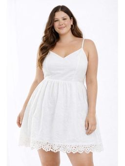 NOBARR - Women's Plus Size White Cotton Mini Dress