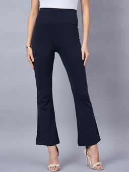 98 Degree North - Women Navy Blue Flared Fit Trouser