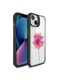 DailyObjects - Clear Pink & Purple Painted Flower Black Hybrid Clear Case for iPhone 13 Mini 5.4 inch