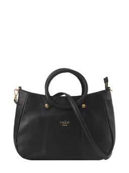Eske - Black Solid Leather Handbag for Women
