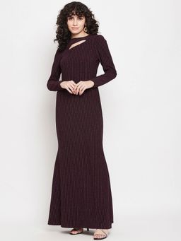 Madame - Self Design Wine Dress