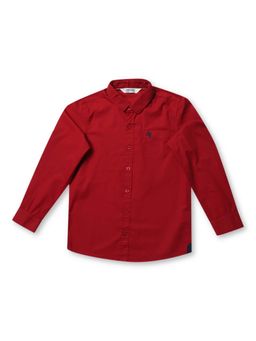 Cantabil - Boys Maroon Solid Spread Collar Casual Shirt