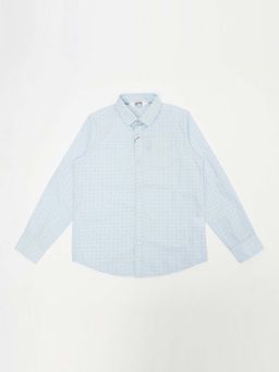 Cantabil - Boys Blue Printed Spread Collar Casual Shirt