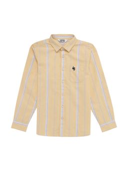 Cantabil - Boys Yellow Striped Spread Collar Casual Shirt