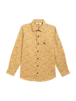 Cantabil - Boys Mustard Printed Spread Collar Casual Shirt