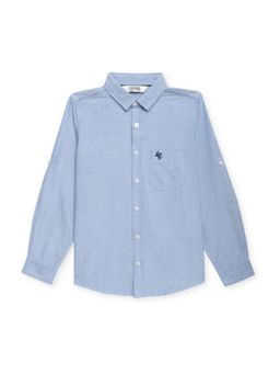 Cantabil - Boys Blue Solid Spread Collar Casual Shirt