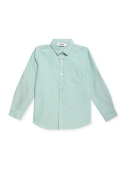 Cantabil - Boys Green Solid Spread Collar Casual Shirt