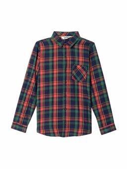 Cantabil - Boys Blue Checkered Spread Collar Casual Shirt
