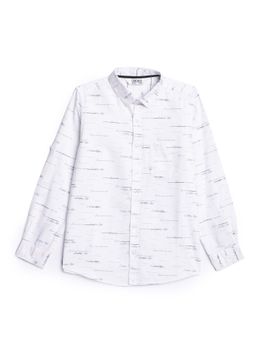 Cantabil - Boys White Printed Spread Collar Casual Shirt
