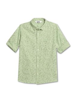 Cantabil - Boys Green Printed Spread Collar Casual Shirt