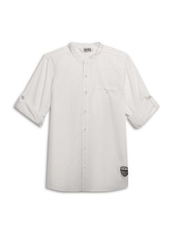 Cantabil - Boys White Solid Mandarin Collar Casual Shirt