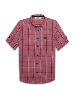 Cantabil - Boys Pink Checkered Spread Collar Casual Shirt