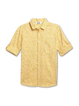 Cantabil - Boys Yellow Printed Spread Collar Casual Shirt