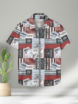 HELLCAT - Rust Trendy Regular Fit Printed Causal Half Sleeve Shirt for Boys