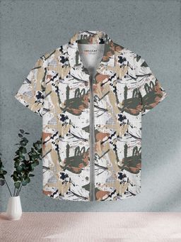 HELLCAT - Beige Trendy Regular Fit Printed Causal Half Sleeve Shirt for Boys