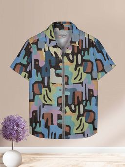 HELLCAT - Multicolor Trendy Regular Fit Printed Causal Half Sleeve Shirt for Boys