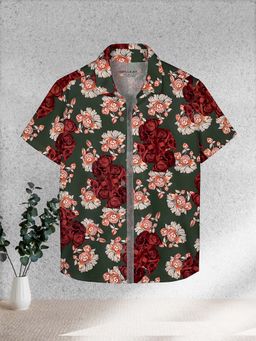 HELLCAT - Red Trendy Regular Fit Printed Causal Half Sleeve Shirt for Boys