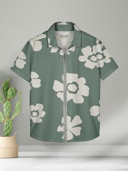 HELLCAT - Green Trendy Regular Fit Printed Causal Half Sleeve Shirt for Boys