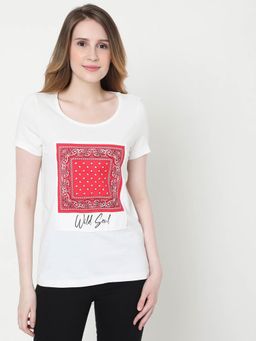 VERO MODA - Women Graphic Print White T-shirt