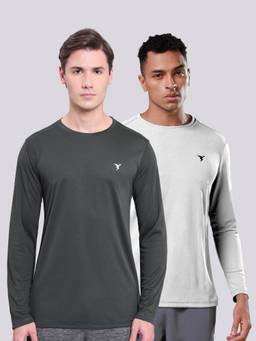 Technosport - Men Pack of 2 Solid Slim Fit Round Neck Sports T-shirt with TECHNO COOL+