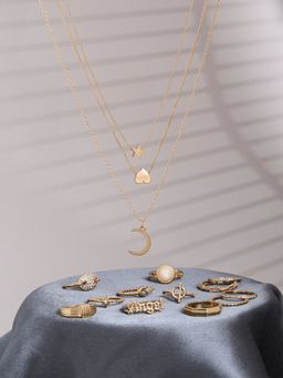 Lilly & Sparkle - Gold-Plated Multi-Colored Layered Jewellery (Set of 13)