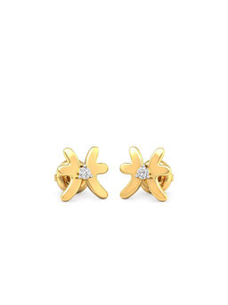 Candere by Kalyan Jewellers - 18K Yellow Gold and Diamond Pisces Stud Earring for Women