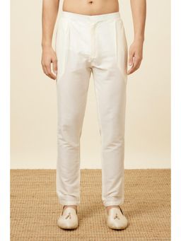 Manyavar - Mens Cream Blended Viscose Solid Trouser