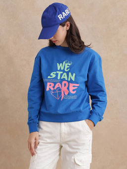 RAREISM - Blue Graphic Relaxed Fit Sweatshirt
