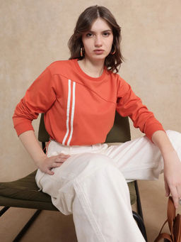RAREISM - Orange Solid Relaxed Fit Sweatshirt