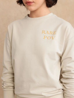 RAREISM - Beige Printed Regular Fit Sweatshirt