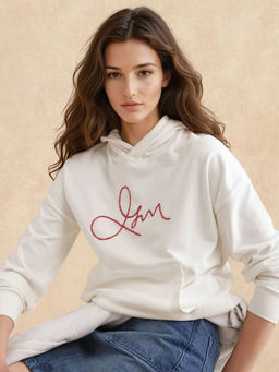 RAREISM - Off White Solid Regular Fit Hoodie