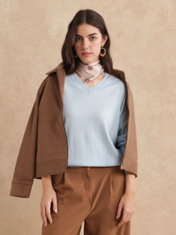 RAREISM - Blue Solid Regular Fit Sweater