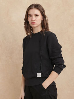 RAREISM - Black Solid Relaxed Fit Sweatshirt