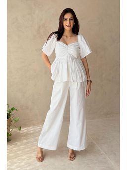 PR Label - Women's White Cotton Co-Ord Set
