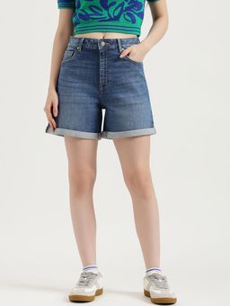 United Colors of Benetton - Women's Regular Fit Solid High Rise Shorts