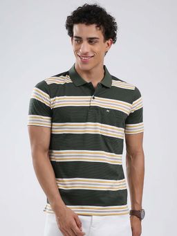 Monte Carlo - Men Olive Collar Neck Polo T-Shirt