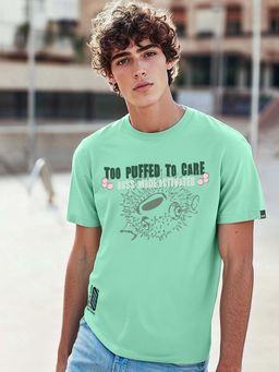 Bewakoof - Mens Granite Green Puff A Boss Graphic Printed T-shirt
