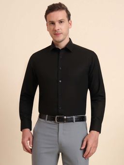 JadeBlue - Black Cotton Blend Formal Shirt