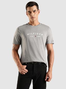 Tommy Hilfiger - Logo Regular Fit Cotton T-Shirt - Grey