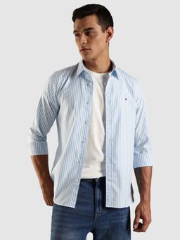 Tommy Hilfiger - Striped Slim Fit Poplin Woven Shirt - Blue