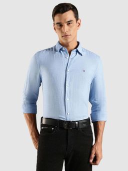 Tommy Hilfiger - Solid Regular Fit Cotton Shirt - Blue